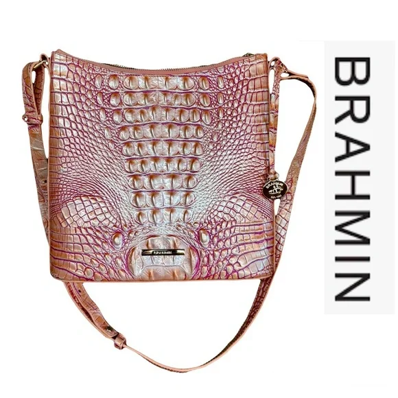 SOLD!! Brahmin Katie Melbourne Leather Crossbody Bag In Apricot Rose w/COA - Picture 1 of 11